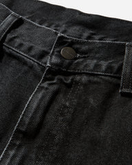 Men's Double Knee Shorts Black (Stone Washed)