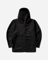 Men's Attached Hood Zip Up Fleece Jacket Black