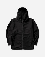 Men's Attached Hood Zip Up Fleece Jacket Black