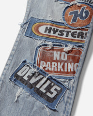 Men's DPC Processed Slim Straight Denim Pants Light Indigo Blue