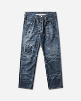 Men's New Manual Printed Denim Pants Indigo