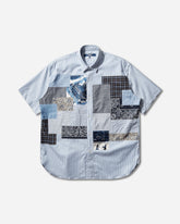 Men's Patchwork Shortsleeve Shirt White / Sax Blue