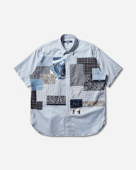 Men's Patchwork Shortsleeve Shirt White / Sax Blue