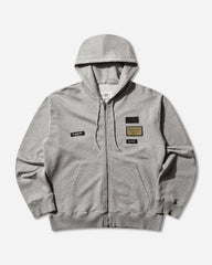 Men's Label Patch Zip Hoodie Light Grey Melange