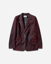 Men's Flocked Denim Suit Jacket Bordeaux