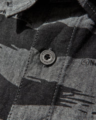 Men's Camo Pattern Chambray Longsleeve Shirt Black