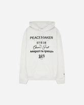 Men's Languages Print Loose Fit Hoodie White