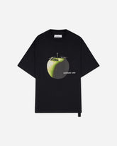 Men's Apple Print Oversized Fit T-Shirt Black