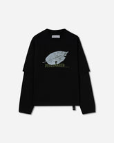 Men's Leaf Double Layer Boxy T-Shirt Black