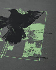 Men's Birds Print Regular Fit T-Shirt Grey
