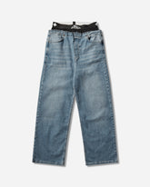 Loose Fit Waistband Denim Jeans Blue