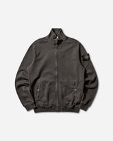 Men's Malfilé Cotton Fleece 'OLD' Effect Zip-Up Track Jacket Charcoal Grey