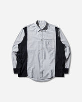 Men's Paneled Cotton Shirt Navy Stripe