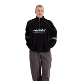 WNDRR Collective 1/4 Zip Polar Fleece Sweat - Black