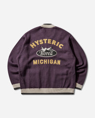Men's Bored Michigan Embroidered Cardigan Purple