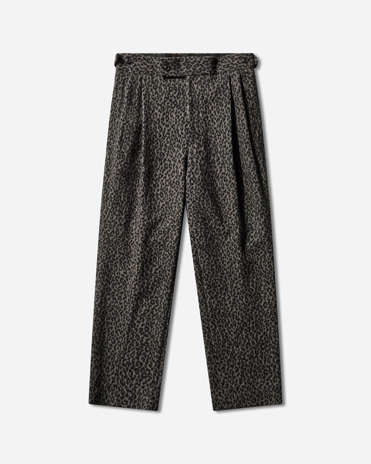 Men's Leopard Jacquard Side Tab Tucked Trousers Charcoal
