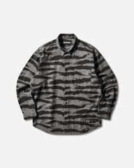 Men's Camo Pattern Chambray Longsleeve Shirt Black