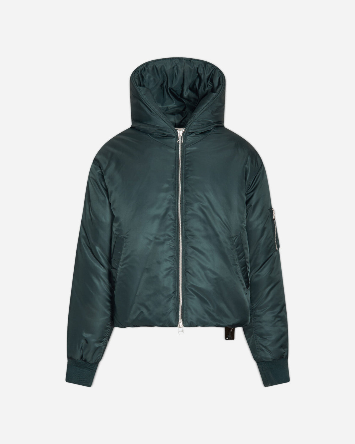 Men's Cropped Hood Bomber Jacket Dark Green