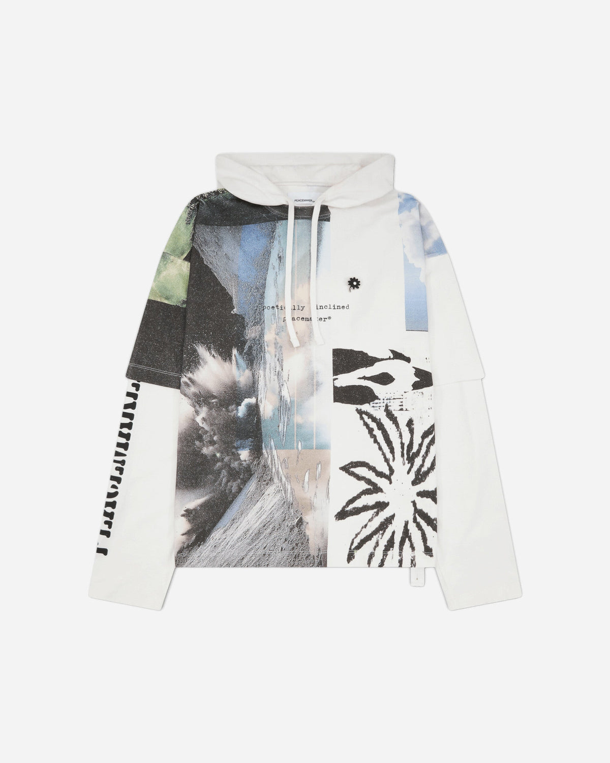 Men's Collage Print Hooded T-Shirt White