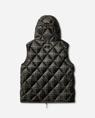 Men's Nuna 600 Fill Power Printed Check Hooded Down Vest Anthracite