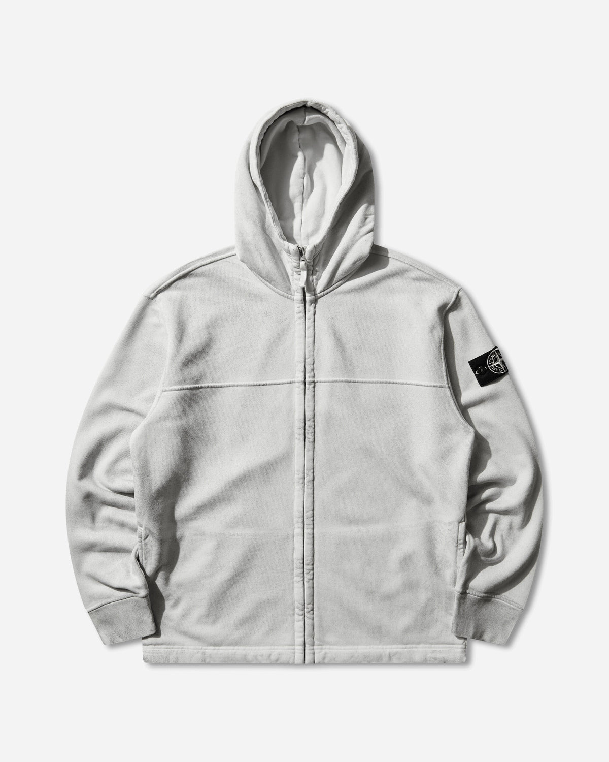 Men's Organic Cotton Fleece Reflective Garment Lamination Zip Hoodie Sky Blue