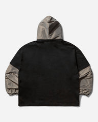Men's Cut Up Masked Hoodie Washed Black / Beige