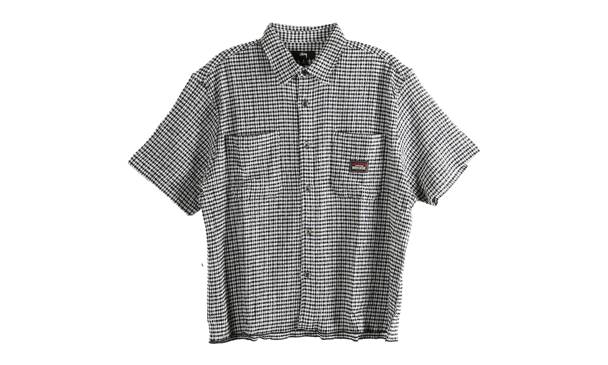 Crinkled Check Short Sleeve Shirt "BLACK" 1110371 BLAC