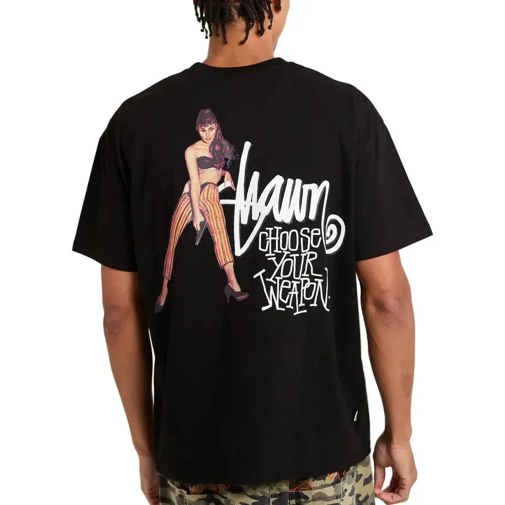 S / DOUBLE Choose Your Weapon Tee - Washed Black